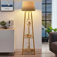 WISFOR Lampadaire 3 étagères Moderne Lampadaire Socle E27 pour chambre à coucher Salle à manger