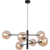 Light11 HOME Lampe à suspendre Vicenza noir-chrome 6 flammes avec abat-jour ambre E14