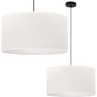 Light11 HOME Lampe à suspendre noire jute 1 abat-jour plat blanc 45 cm E27