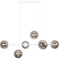 Light11 HOME Plafonnier Siena blanc 6 flammes verre gris fumé E14 bras longs