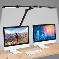 ROSNEK lampe de bureau à LED 24W avec bras pivotant 5 températures de couleur Variable Coinceur Protection des yeux Lampe de table pour bureau en L, bureau, lecture