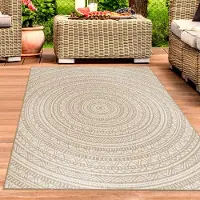 Carpetia Indoor & Outdoor Tapis de balcon rond blanc & beige - Moderne et polyvalent Taille - 140 x 200 cm
