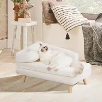 WISFOR Canapé pour chien Canapé pour chat avec dossier, lit pour chien Canapé pour chien surélevé avec coussin pour chat, luxe étanche, 80 x 50 x 39 cm