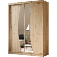 MargaretHadas24 Armoire Vex de 160 cm avec miroir, 2 portes coulissantes (couleur : artisan)