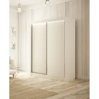 MargaretHadas24 Armoire Saturn 120 cm avec 2 portes coulissantes Livraison à domicile Tringle à vêtements Penderie Armoire Armoire multifonctionnelle Armoire haute Chambre à coucher (Couleur : blanc)