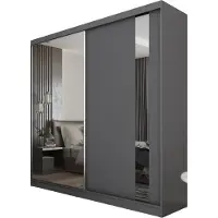 MargaretHadas24 Armoire Gabo de 200 cm avec miroir, 2 portes coulissantes (couleur : graphite)