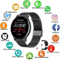 Mc star Smart Watch plein écran tactile Sport Fitness Montre Ip67 étanche Bluetooth Pour Android Ios Hommes Femmes Smartwatche,Noir,