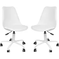 Supfine lot de 2 chaises de bureau Homeoffice Chaise Chaise pivotante Chaise de bureau blanche