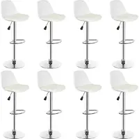 Supfine lot de 8 tabourets de bar Chaise de bar en similicuir réglable en hauteur pivotant blanc