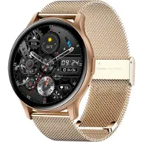 Douself SENBONO MAX11 Smartwatch, écran AMOLED entièrement tactile de 1,43 pouces | IP68 étanche | BT5.0 | Surveillance de la santé | Modes sportifs multiples, bracelet en acier maillé, or