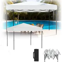 XINZI Pavillon pop-up 3 x 3 m Pavillon pliable, imperméable et protection UV, montage rapide à l'aide d'un seul bouton, réglable en hauteur sur 3 niveaux, blanc (sans parois latérales)