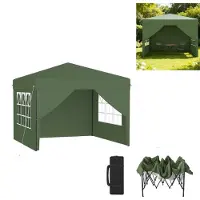XINZI Pavillon pop-up 3x3m Pavillon pliable, imperméable et protection UV, montage rapide à l'aide d'un seul bouton, réglable en hauteur sur 3 niveaux, vert (avec 4 parois latérales)