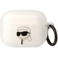 Karl Lagerfeld KLAPHNIKTCT AirPods Pro housse transparente Karl's Head (Manchon pour casque d'écoute), Étui pour écouteurs + casque, Transparent