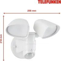 Telefunken - Lampe LED d'extérieur, spot mural avec détecteur orientable, 10 Watt, 1000 lumens, 4000 Kelvin, IP44, 258x218x160mm (LxlxH), blanc