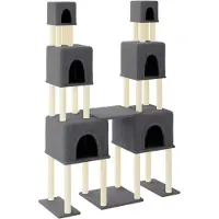 Syfax Arbre à chat avec griffoirs en sisal Gris foncé 199 cm