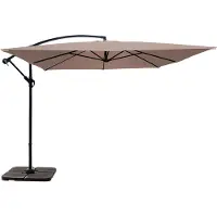 Oviala Parasol déporté 3x3m et 4 dalles à remplir acier taupe - Genova