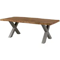 MASSIVMOEBEL24.DE MASSIVMOEBEL24 | Table à manger 240x100 en bois de Sheesham bois naturel pieds en X gris FREEFORM 5