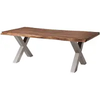 MASSIVMOEBEL24.DE MASSIVMOEBEL24 | Table à manger 180x90 en bois de Sheesham teinté brun mat pieds en X gris FREEFORM 5
