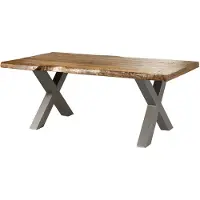 MASSIVMOEBEL24.DE MASSIVMOEBEL24 | Table à manger 220x100 en bois de manguier laqué naturel pieds en X gris FREEFORM 5