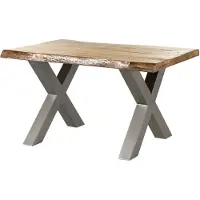 MASSIVMOEBEL24.DE MASSIVMOEBEL24 | Table à manger 140x90 en bois de manguier laqué naturel pieds en X gris FREEFORM 5