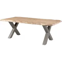 MASSIVMOEBEL24.DE MASSIVMOEBEL24 | Table à manger 200x100 en bois de manguier laqué beige pieds en X gris FREEFORM 5