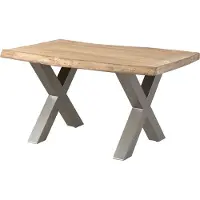 MASSIVMOEBEL24.DE MASSIVMOEBEL24 | Table à manger 160x90 en bois de manguier laqué beige pieds en X gris FREEFORM 5