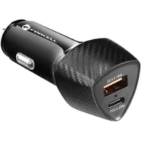 Forcell Chargeur allume-cigare CARBONE type C 3.0 PD20W + USB QC3.0 18W 5A CC50-1A1C noir (Total 38W)