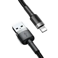 Baseus Câble USB en Polyamide avec connecteur Lightning 2A, 1 m - Gris/Noir