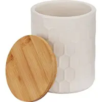 Wenko Boîte de conservation 0,4 L Boîte à provisions couvercle bambou céramique Boîte blanche brun