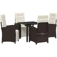 Syfax Ensemble de salle à manger pour jardin 5 pcs Marron polyrotin