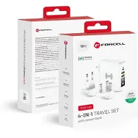 Forcell F-Energy chargeur multifonction 4en1 15W avec USB/USB type C, Power Bankiem 8000mAh et charge sans fil