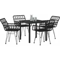 Syfax Ensemble de salle à manger pour jardin 5 pcs Noir