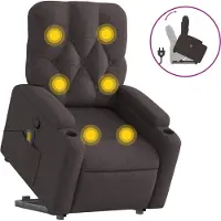 vidaXL Fauteuil de massage avec releveur Tissu marron foncé