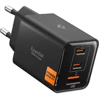 Spigen Essential 47W Wall Charger EE473EU, black (47 W, 3 ports), Chargeur USB, Noir