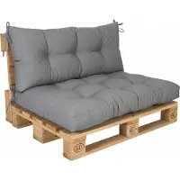 Relaxdays Ensemble de coussins pour palettes , coussin d'assise L : 126 x 85 cm et dossier H : 42 x 126 cm, pour l'extérieur, pour meubles en palettes, gris