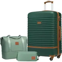Sonstiges set de 3 valises ABS à coque dure avec serrure TSA, 4 roulettes, sac de voyage & trousse de toilette