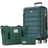 Sonstiges SHOWKOO Set de valises XL coque dure ABS+PC 4 roulettes serrure TSA vert armée