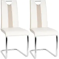 Supfine lot de 2 chaises de salle à manger Chaise de cuisine noble en similicuir Chaise de cuisine noble en métal Structure blanche+beige