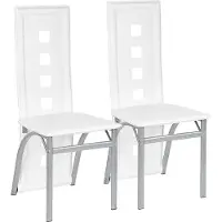 Supfine lot de 2 chaises de salle à manger Chaise de cuisine noble en similicuir Chaise de cuisine noble en métal Bâti blanc