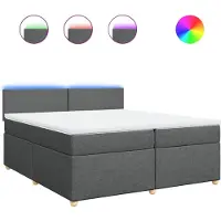 vidaXL Lit boxspring avec matelas gris foncé 200x200 cm Tissu