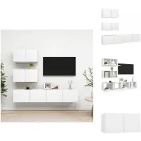 vidaXL Ensemble de meubles TV 4 pièces Blanc Matériau dérivé du bois - Meubles TV