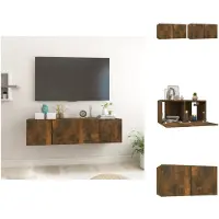 vidaXL Armoires murales TV 2 pcs. Chêne fumé 60x30x30 cm - Meubles TV