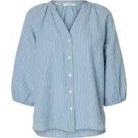 Selected Cleo-alberta Linen Blend 3/4 Sleeve Shirt Bleu 44 Femme