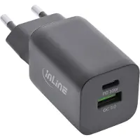 InLine 31508C USB bloc d'alimentation, chargeur, USB-A + USB Typ-C, 33W, Power Delivery + Quick Charge, noir