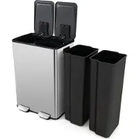 Costway Poubelle côtière avec 2 compartiments - 2 x 30L - 48 x 38 x 67 cm - Silver