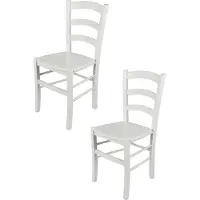STOCK LINE t m c s Tommychairs - Lot de 2 chaises VENEZIA pour la cuisine et la salle à manger, structure robuste en hêtre laqué de couleur blanche (opaque) et assise en bois