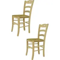 STOCK LINE t m c s Tommychairs - Lot de 2 chaises CUORE pour la cuisine et la salle à manger, structure robuste en bois de hêtre poli, non traité et 100% naturel, assise en paille véritable