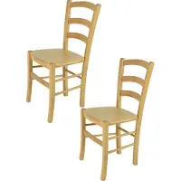 STOCK LINE t m c s Tommychairs - Lot de 2 chaises VENICE pour la cuisine et la salle à manger, structure robuste en bois de hêtre verni couleur naturelle et assise en bois