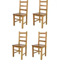 STOCK LINE t m c s Tommychairs - Set de 4 chaises RUSTICA pour la cuisine et la salle à manger, structure robuste en bois de hêtre, couleur chêne laqué et assise en bois