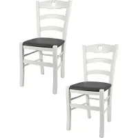 STOCK LINE t m c s Tommychairs - Lot de 2 chaises CUORE pour la cuisine et la salle à manger, structure robuste en bois de hêtre, laqué blanc opaque et assise rembourrée recouverte de similicuir gris foncé